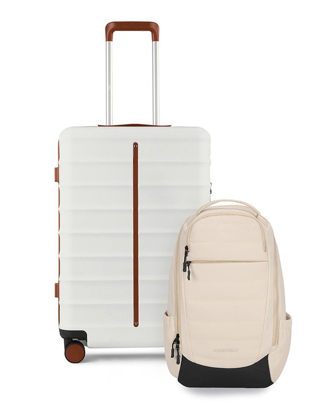 

Assembly Hard Sided Trolley Cabin Suitcase With Laptops Bag, White