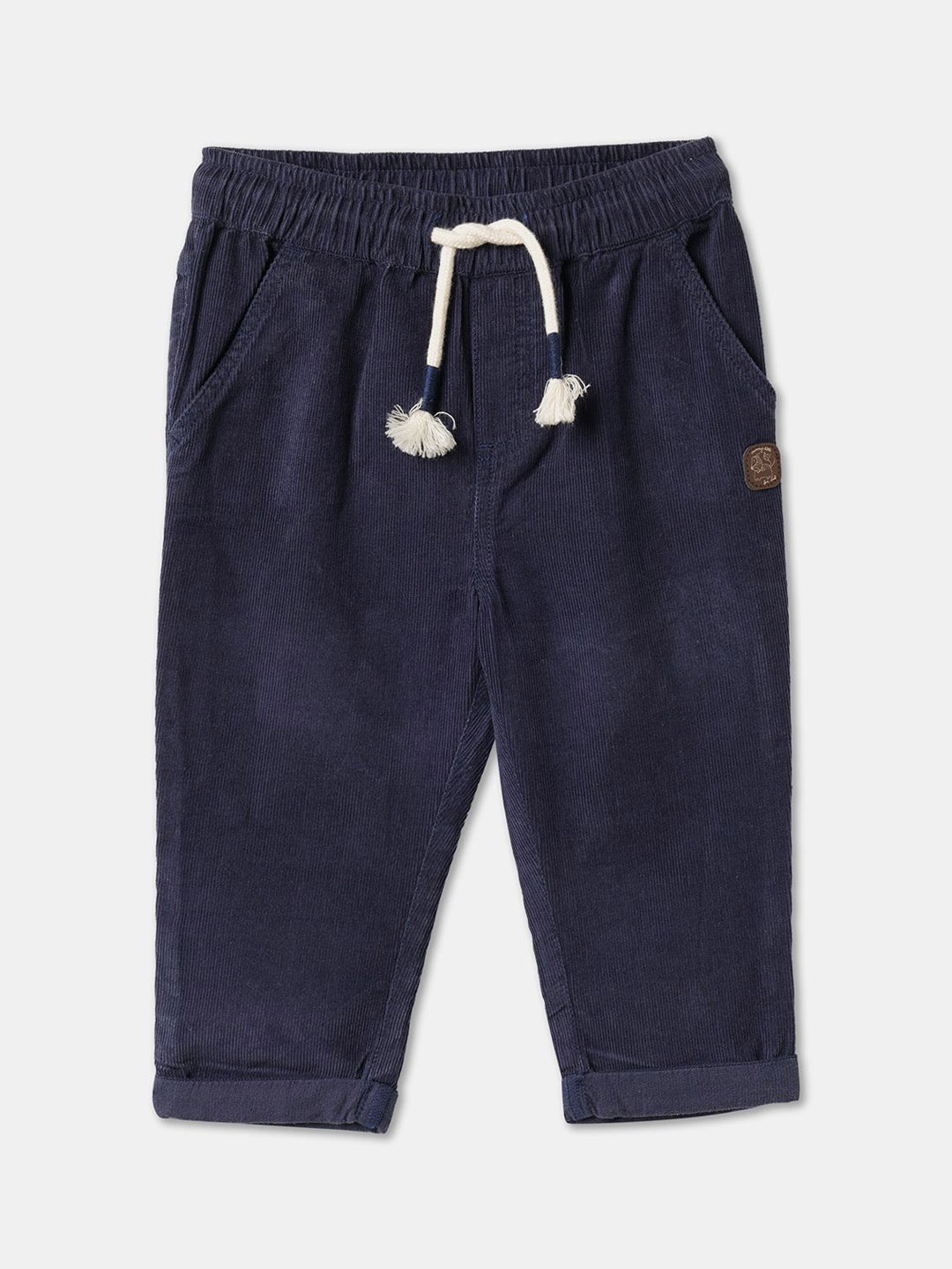 

R&B Boys Regular Fit Mid-Rise Cotton Trousers, Navy blue
