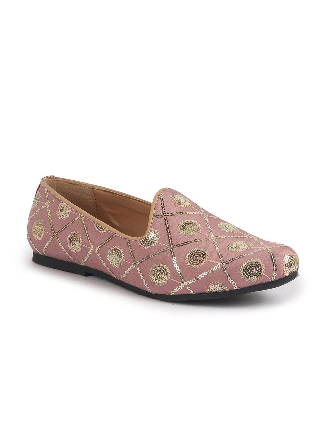 

FAUSTO Men Embellished Slip-On Mojaris, Pink