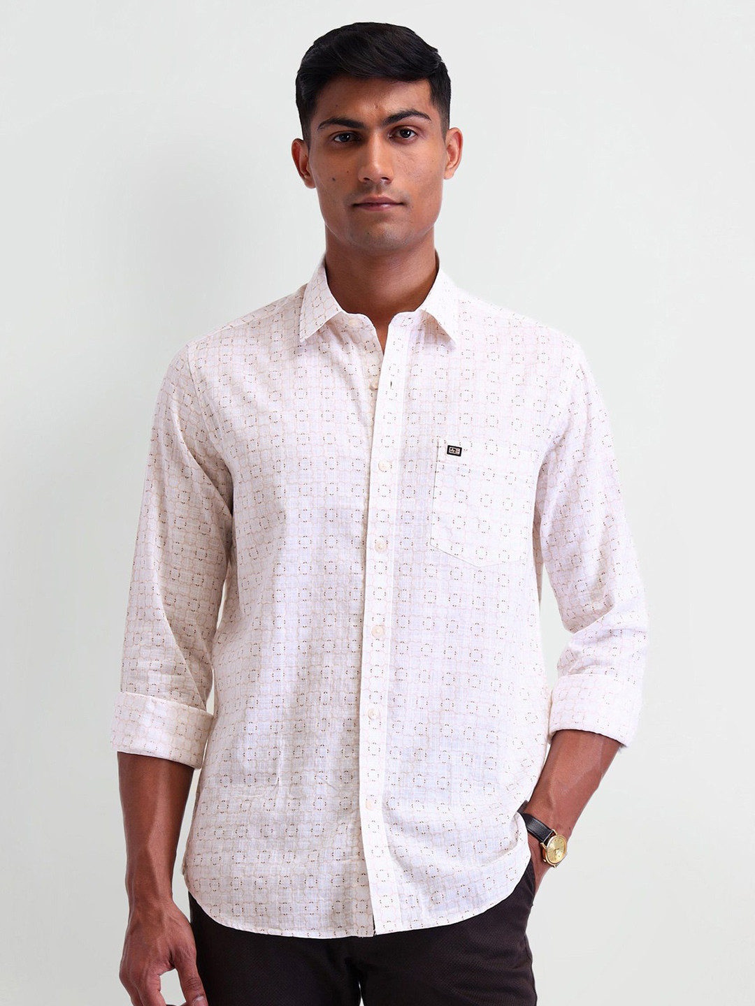 

Arrow Sport Men Manhattan Slim Fit Opaque Printed Casual Shirt, Brown