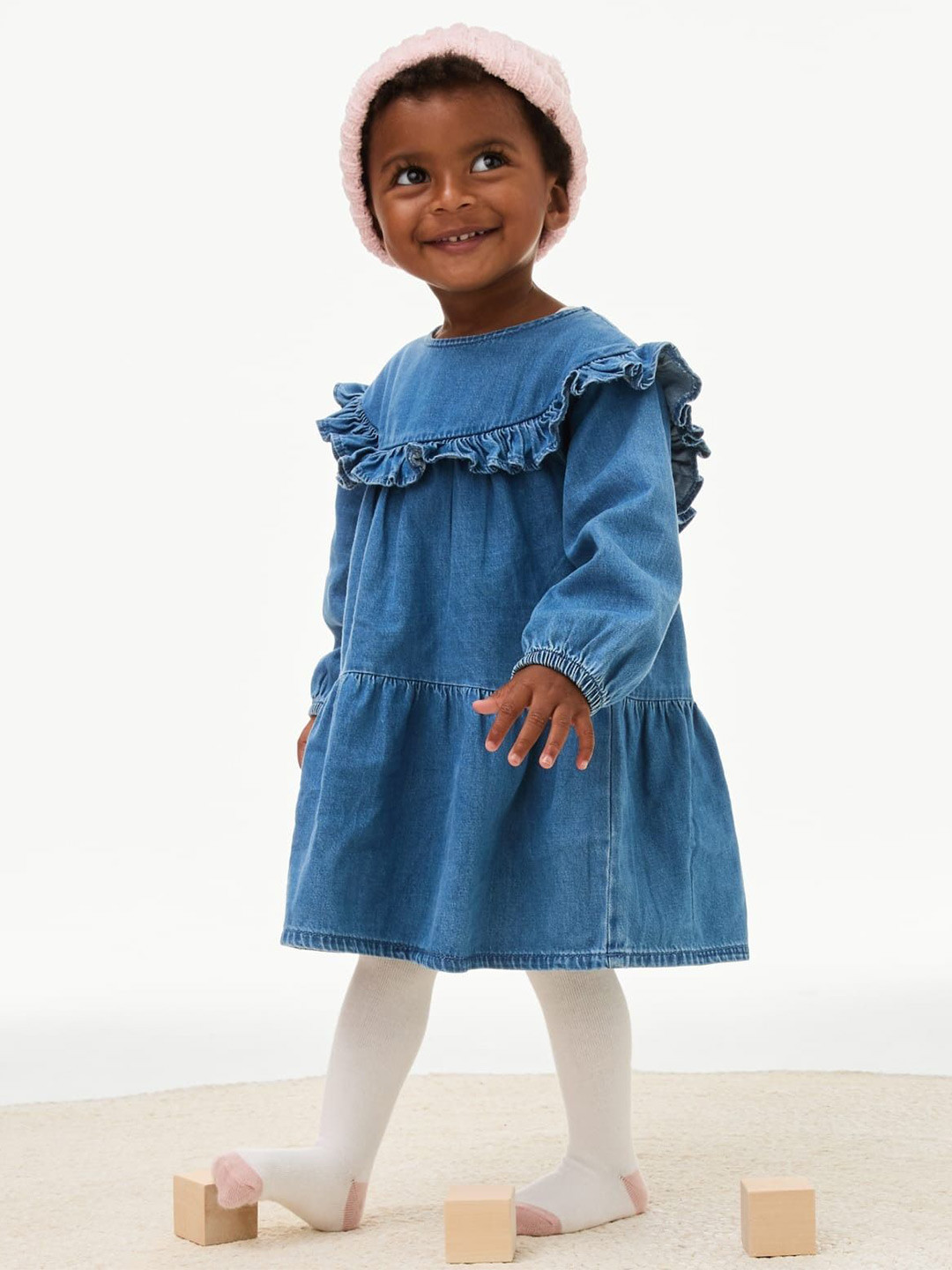 

Marks & Spencer Girls Denim Dress with Tight, Blue