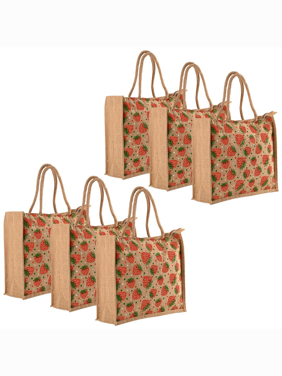 

Kuber Industries Unisex Pack Of 6 Graphic Printed Shopper Handheld Bags, Red
