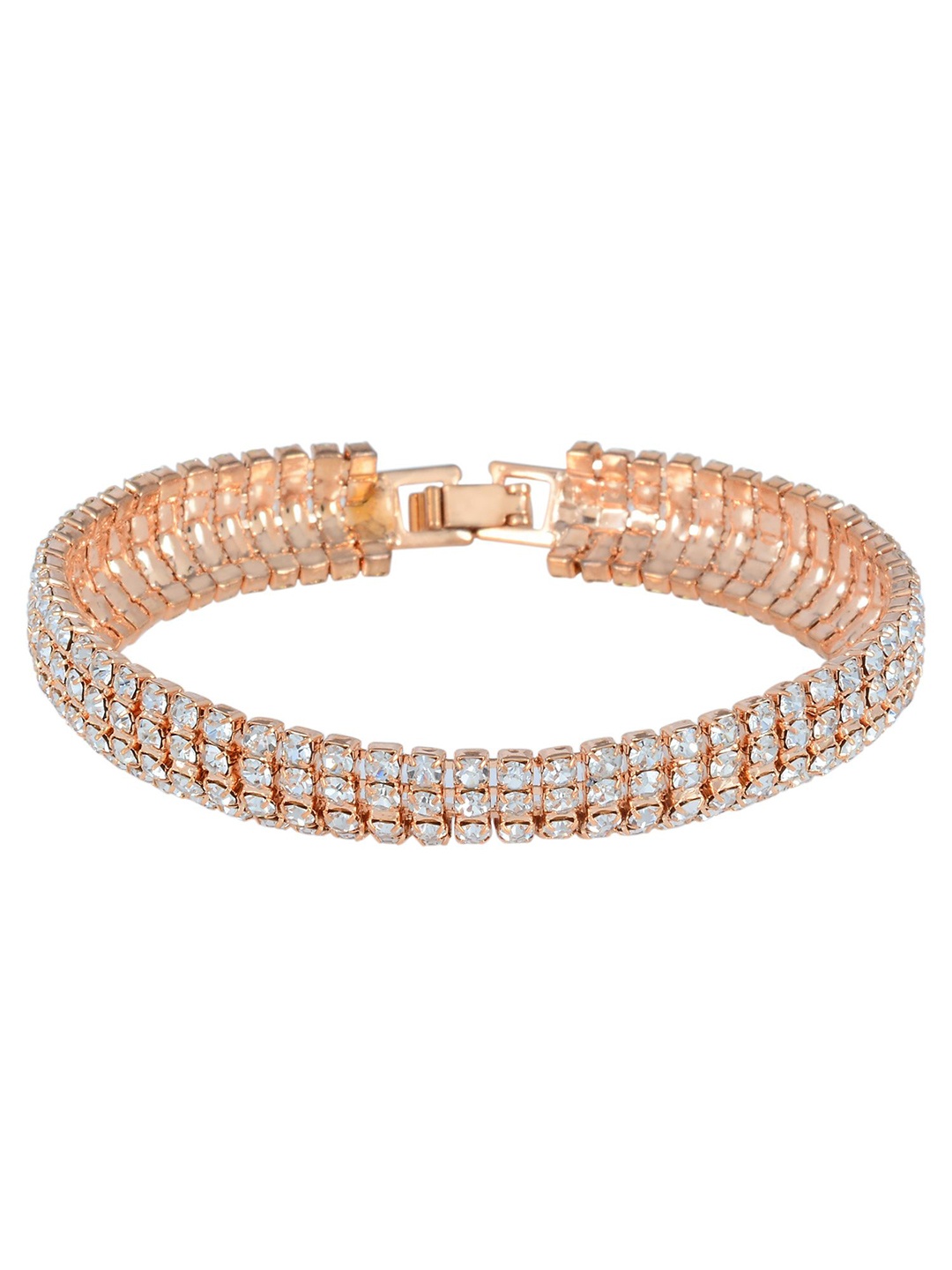 

MEMOIR Women Brass-Plated Stone Studded Wraparound Bracelet, Gold