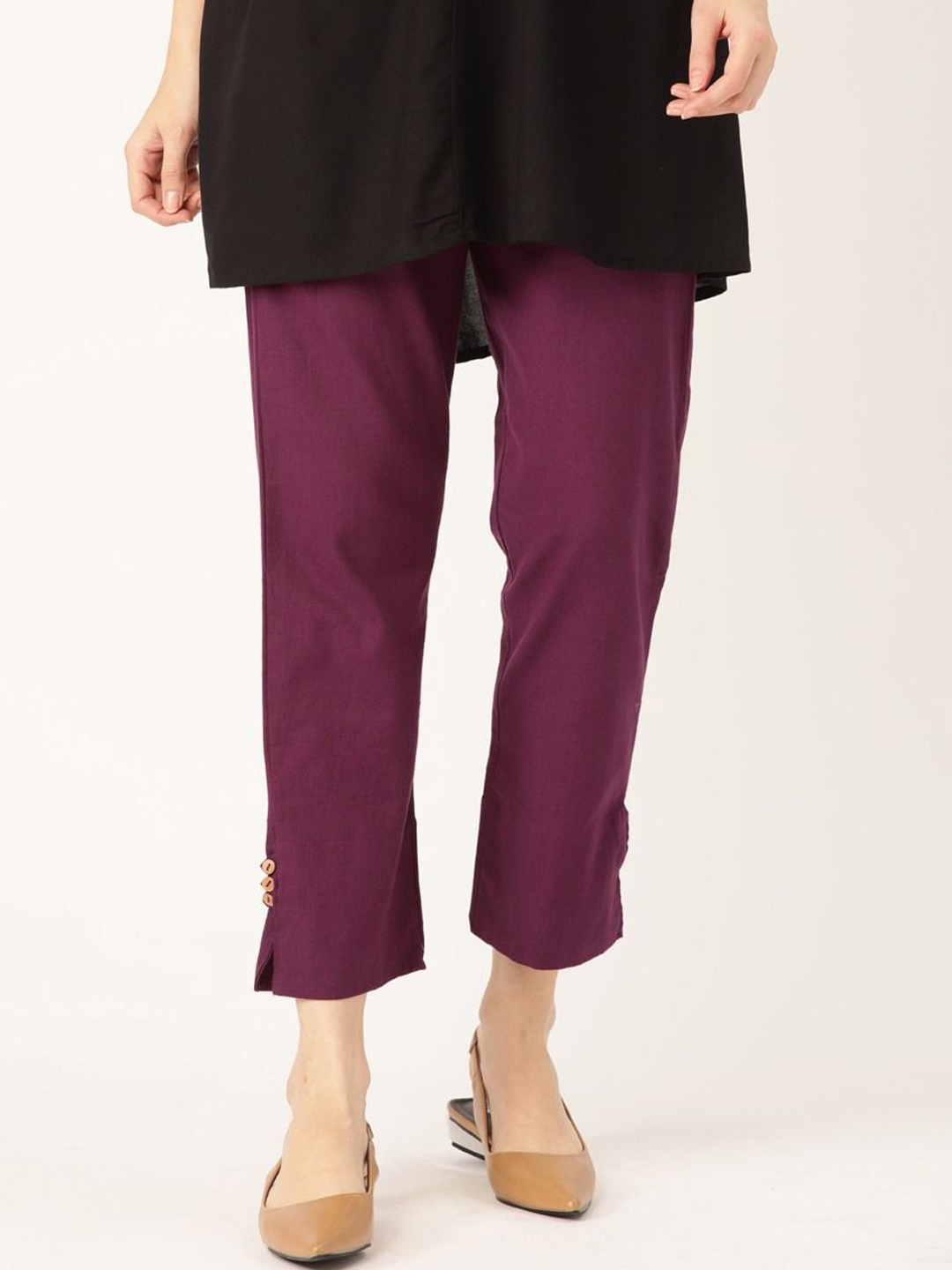 

Anouk Women Cotton Regular Fit Comfort Trousers, Burgundy