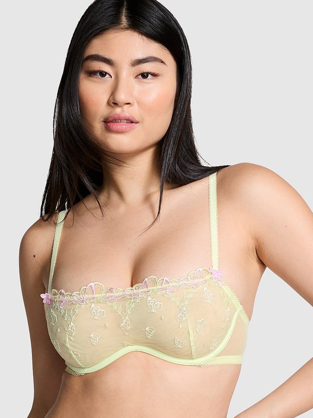 

Victoria's Secret Floral Bralette Medium Coverage Underwired Bra, Lime green