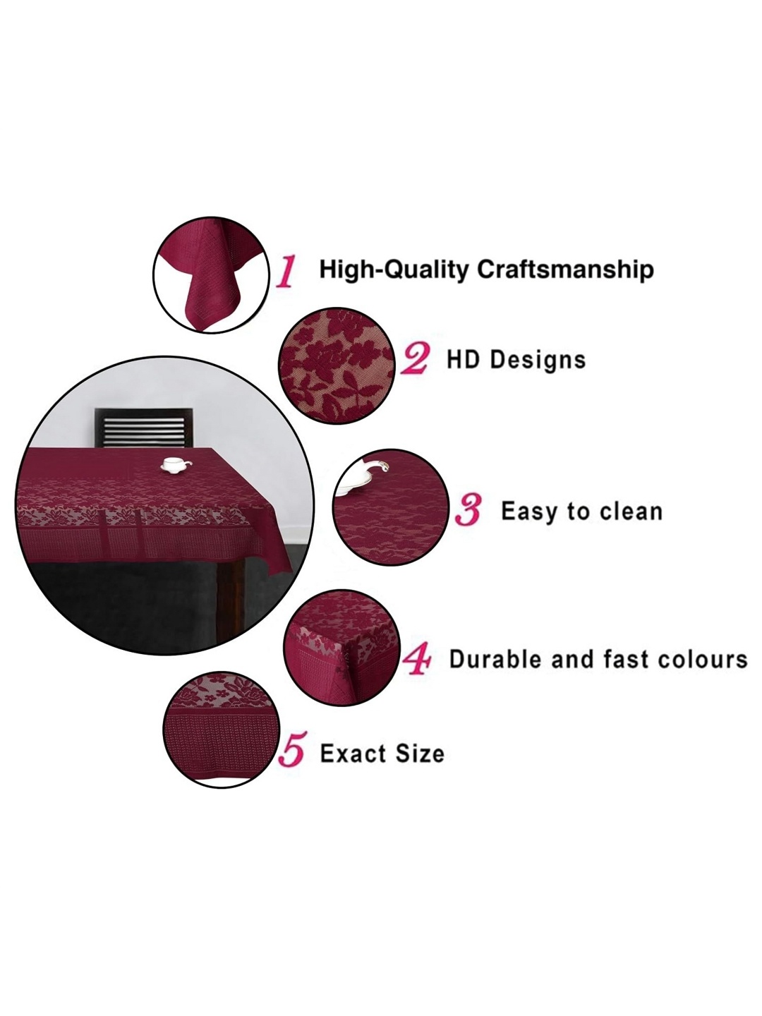

Homerz Brown Floral Anti-Slip Cotton 4-Seater Table Cover