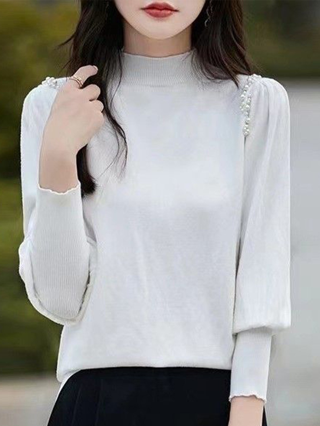 

StyleCast Women Embellished Pullover, White
