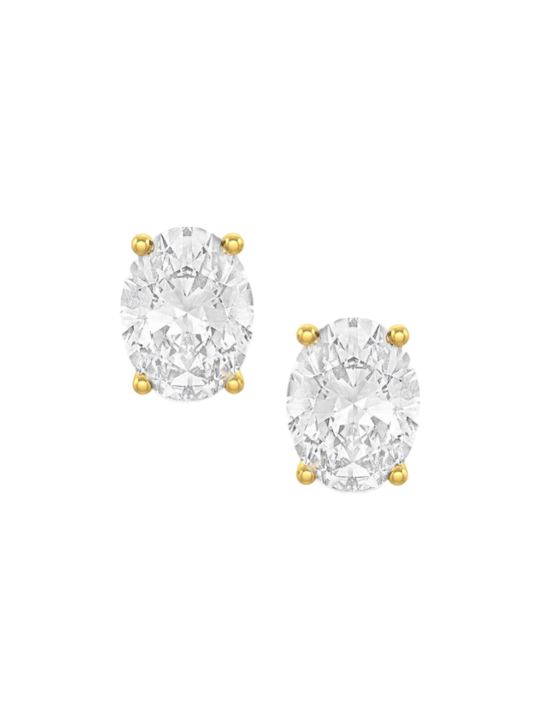 

MISS JO 92.5 Sterling Silver Gold Plated Solitaire CZ Studded Studs Earrings