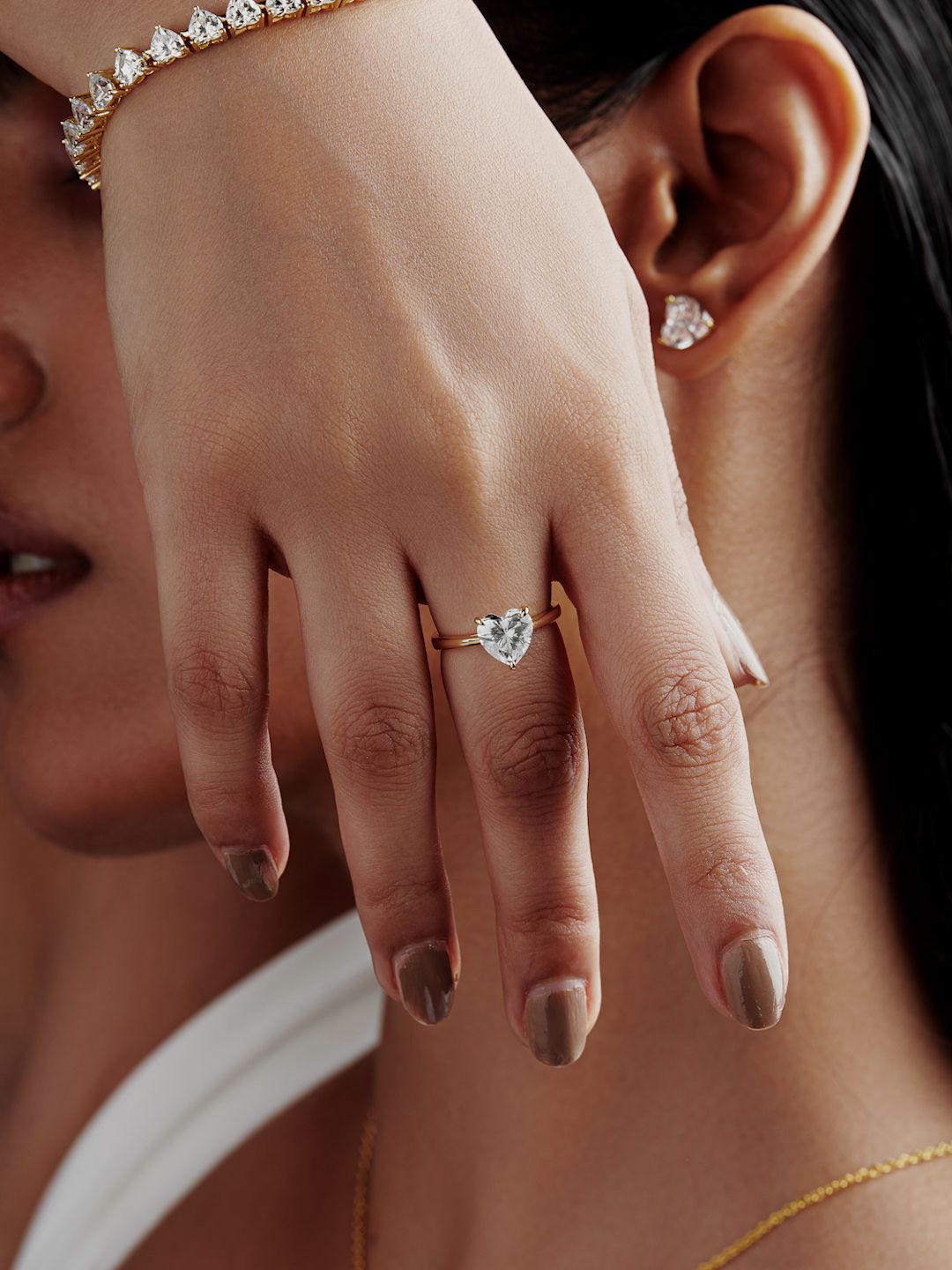 

MISS JO 925 Sterling Silver Gold Plated CZ Stone Studded Finger Ring