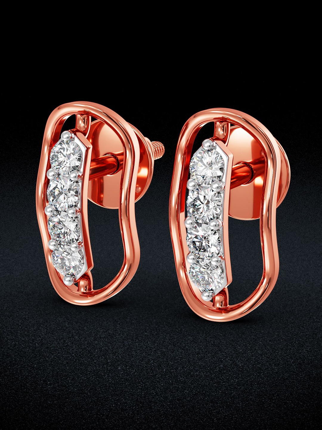 

Joyalukkas Women 18KT Diamond Earrings 1.34gm, Rose gold