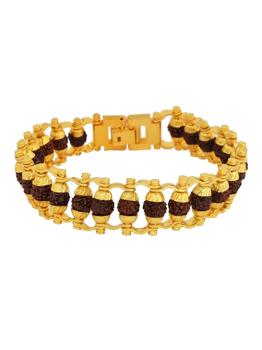 

MEMOIR Unisex Gold-Plated Rudraksh Beaded Link Bracelet