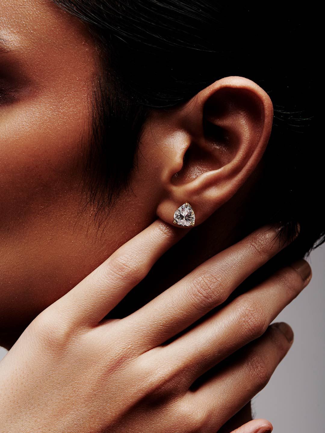 

MISS JO 925 Sterling Silver Gold-Plated Cubic Zirconia Stone Studded Pear Shaped Studs