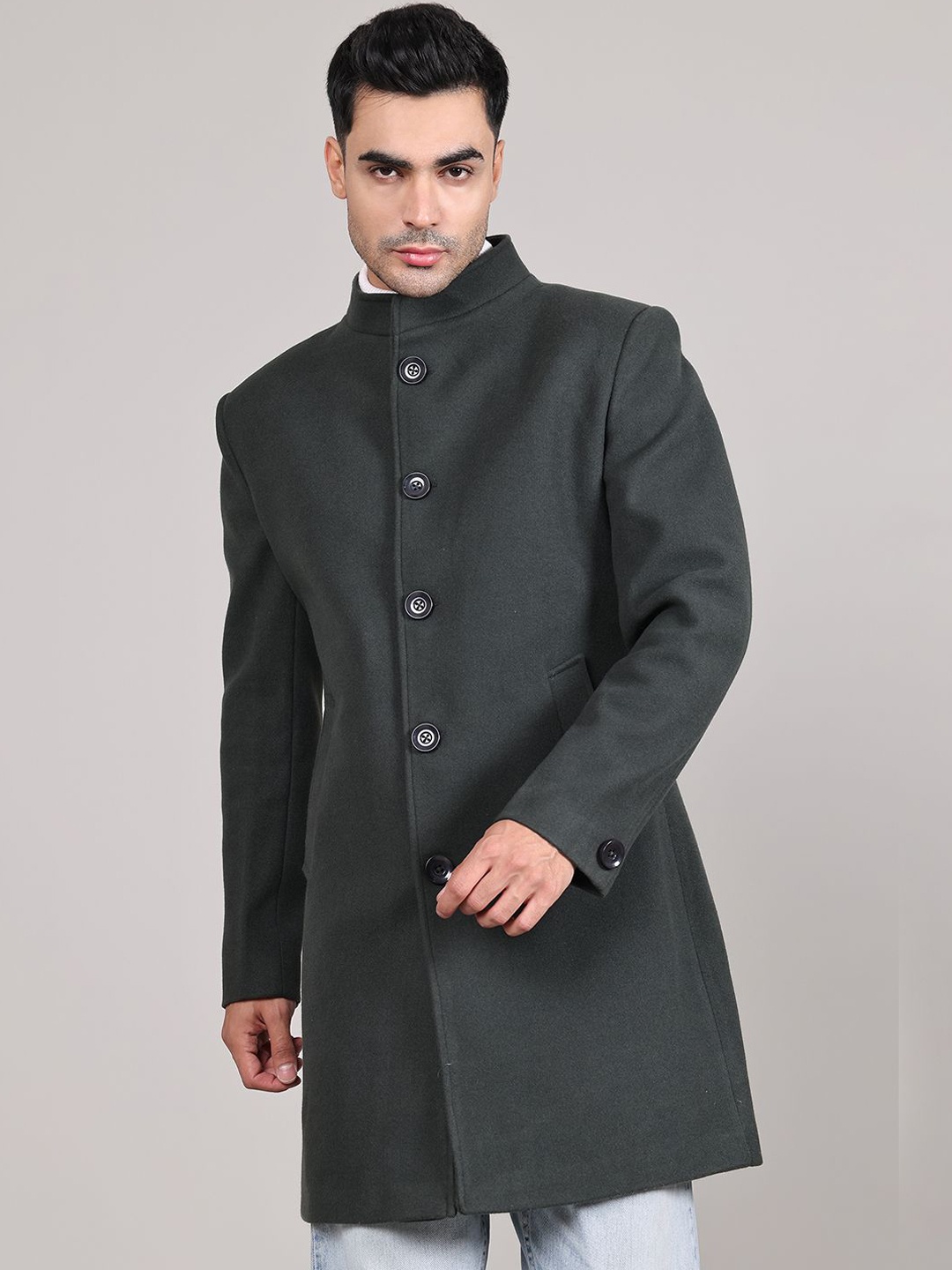

HOUSE OF VEDAS Men Single-Breasted Overcoat, Black