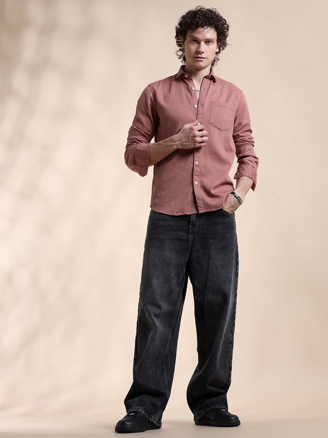 

HOUSE OF MAHNOTS Men Classic Opaque Casual Shirt, Pink