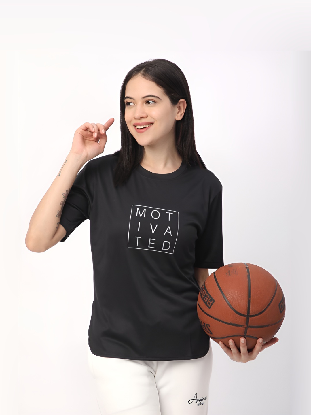 

R&B Women Typography Printed Round Neck T-shirt, Black