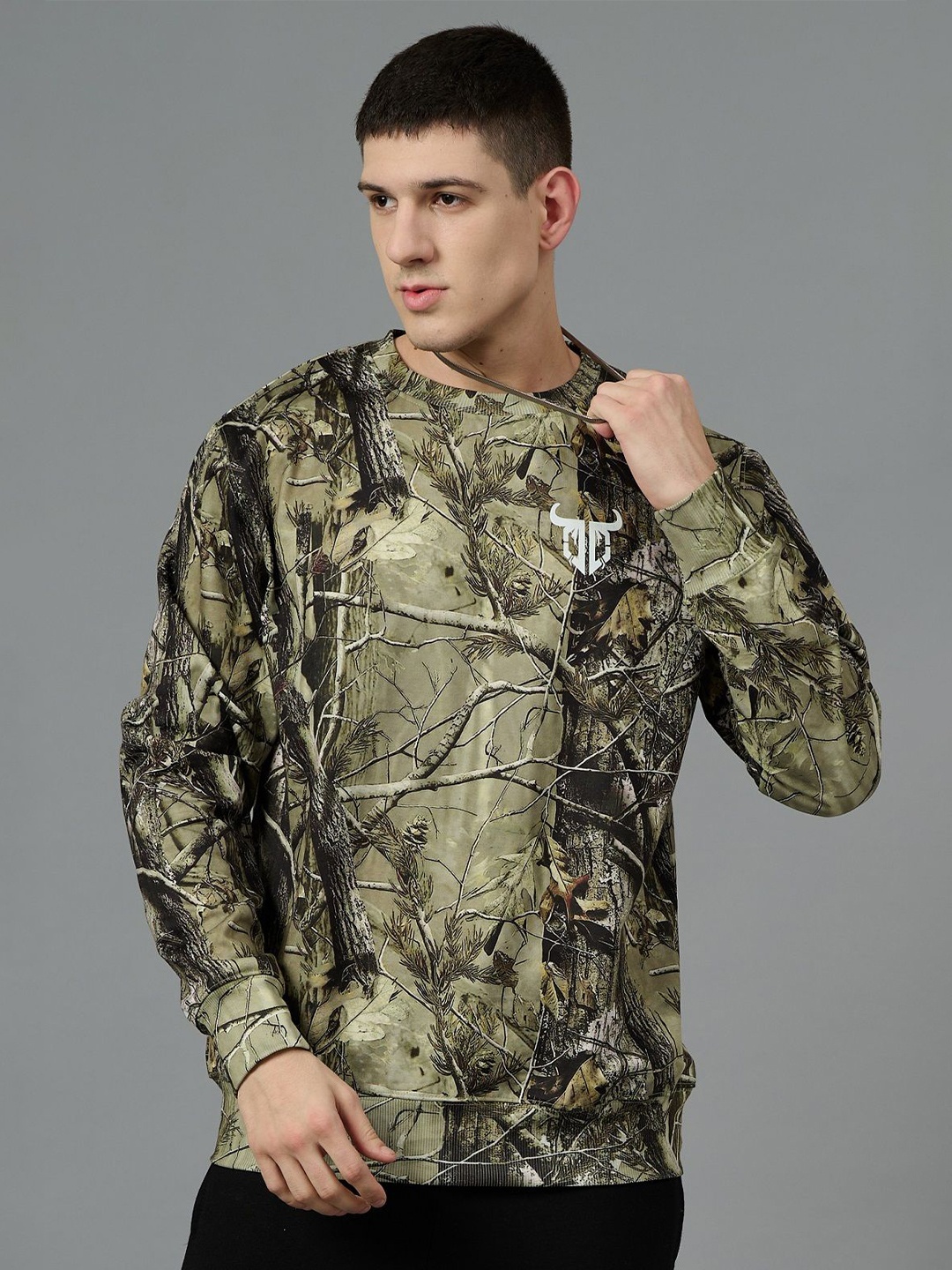 

GO DEVIL Men Printed Pullover Sweatshirt, Sea green
