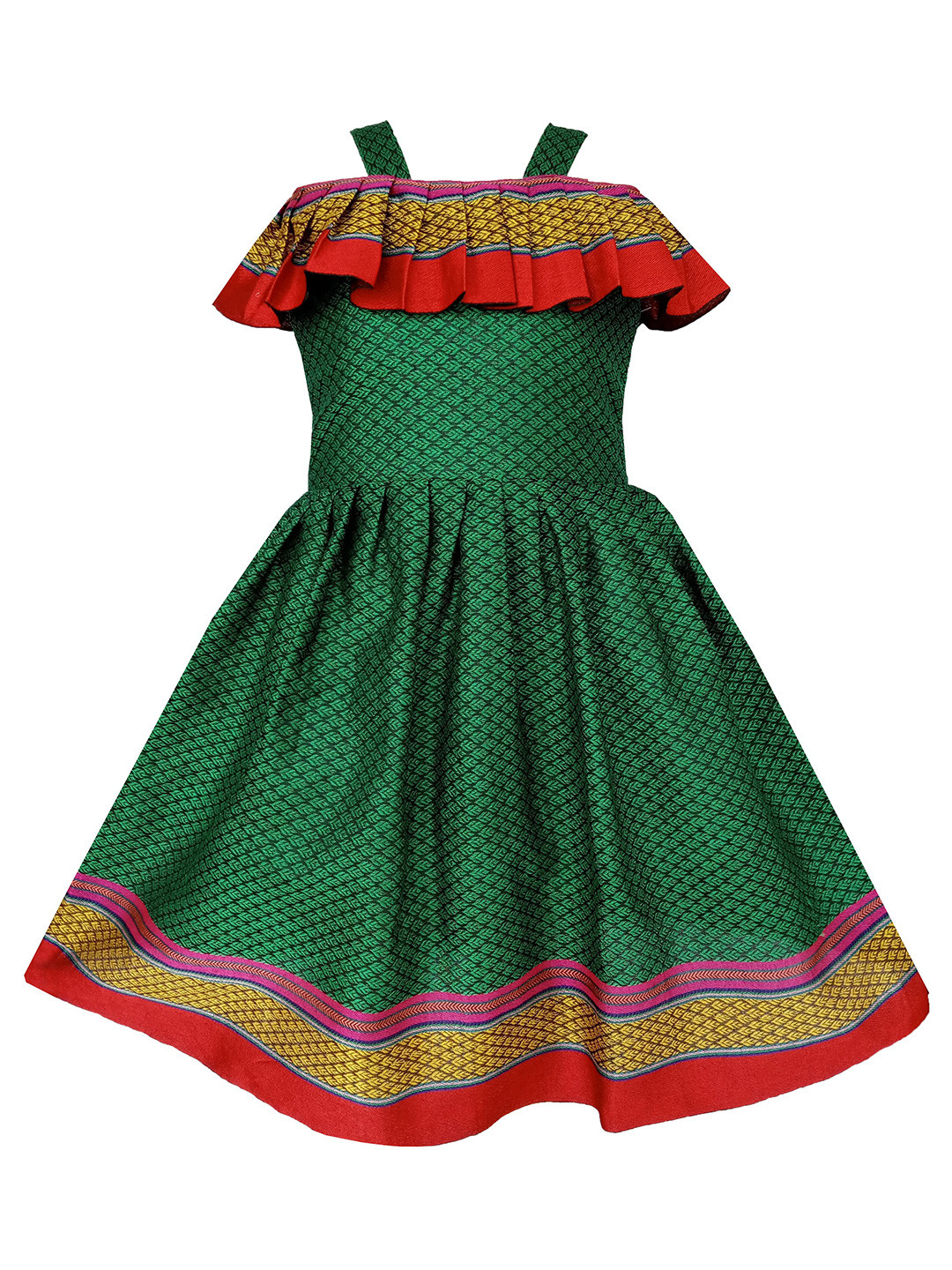 

My Lil Princess Girls Printed Fit & Flare Dress, Green