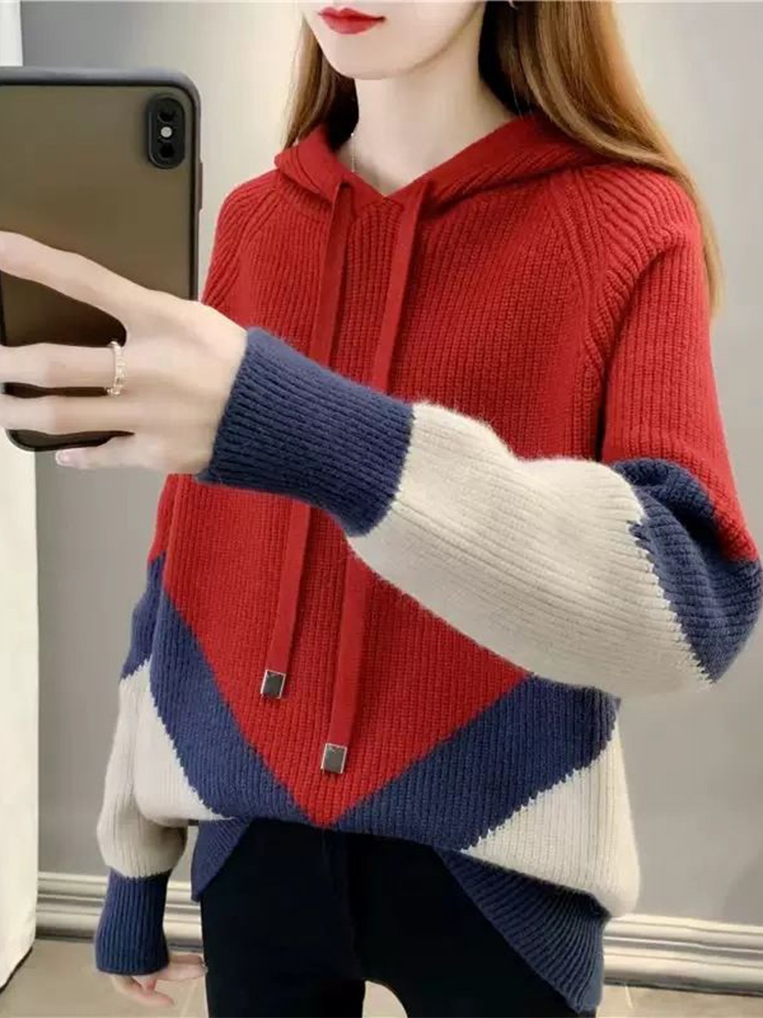 

StyleCast Women Colourblocked Pullover Sweater, Red