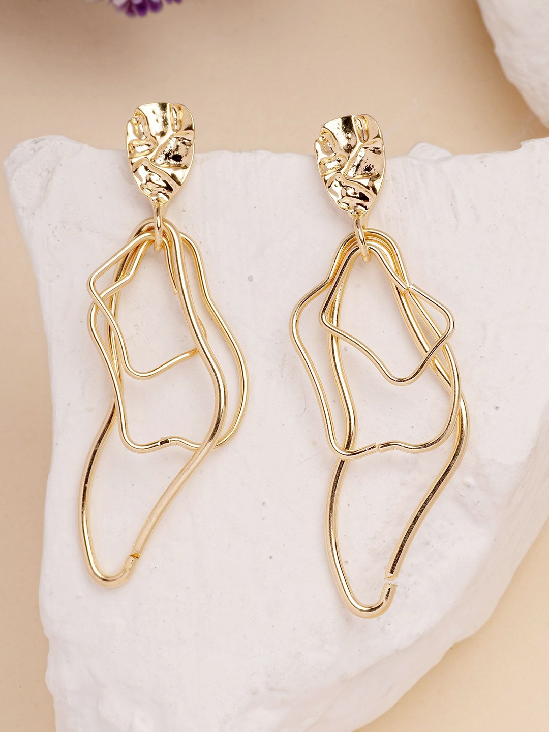 

Bohey by KARATCART Gold Plated Twisted Drop Earrings