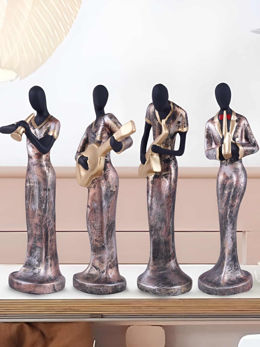 

Zart Brown 4 Pieces Resin Musical Instrument Figurine Showpiece