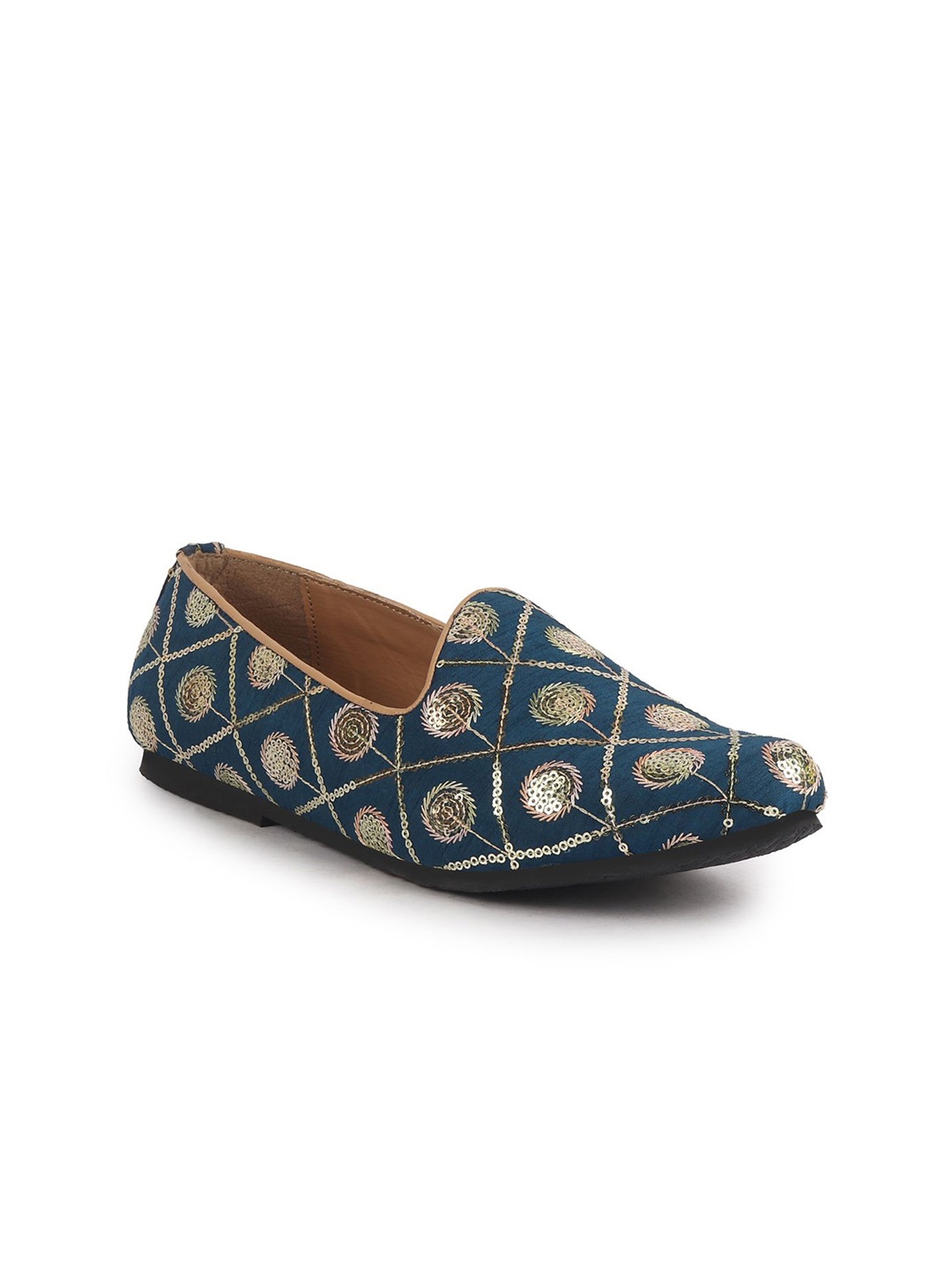 

FAUSTO Boys Sequin Ethnic Slip On Mojaris, Blue