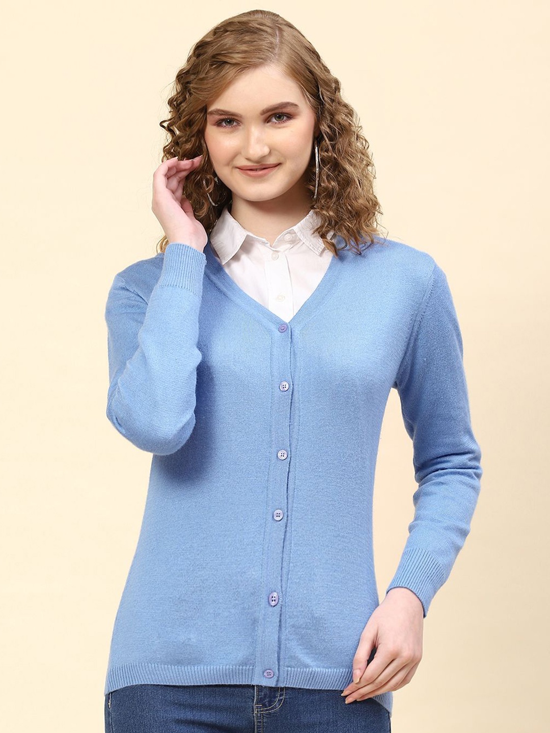 

Monte Carlo Women V-Neck Cardigan, Blue
