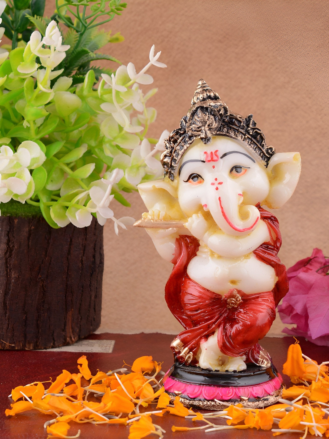 

Zart White & Red Religious Ganesh Idol Showpiece
