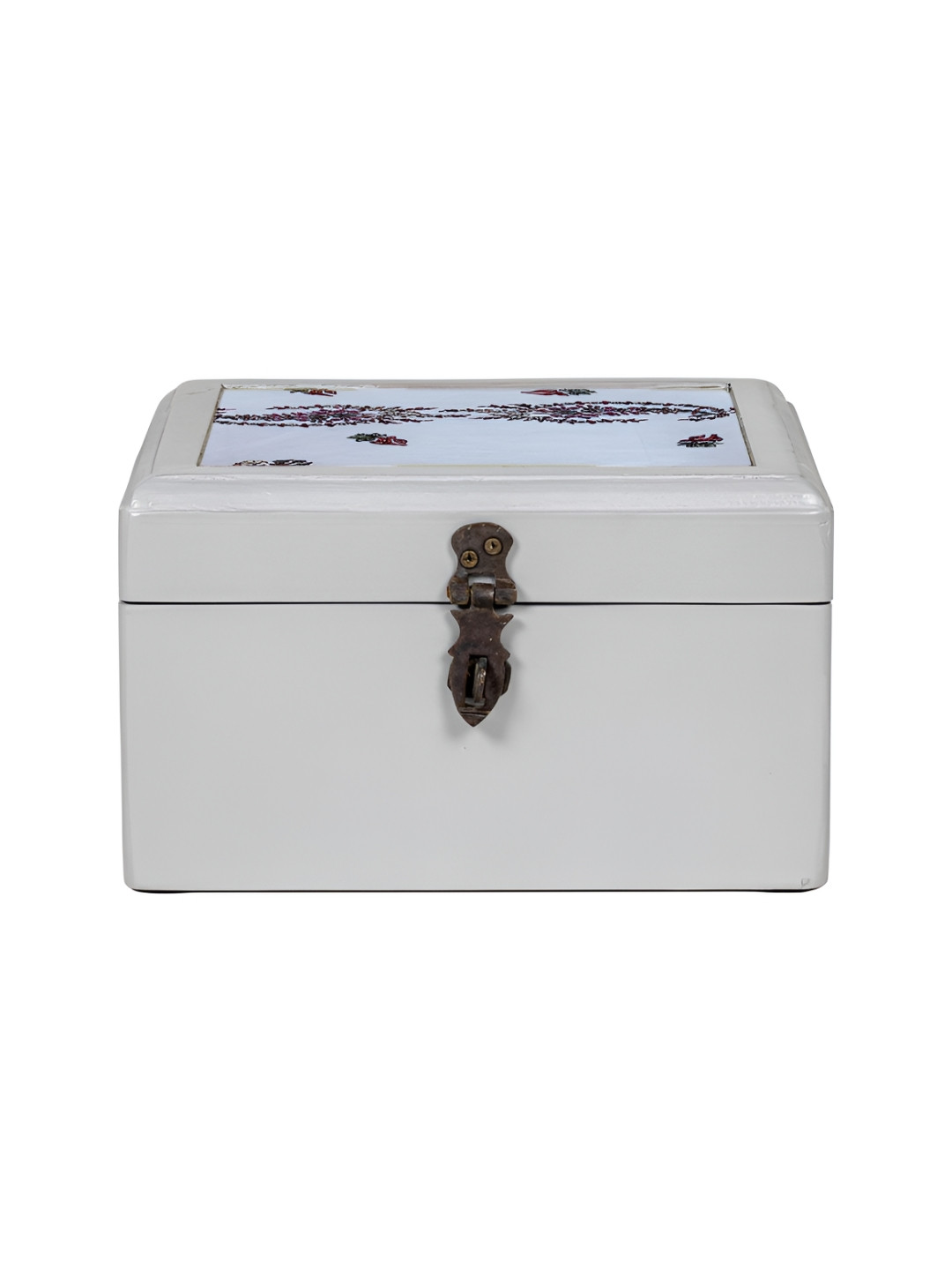 

Contrast Living Grey and Green Floral Printed Wooden Regular Jewellery Organiser