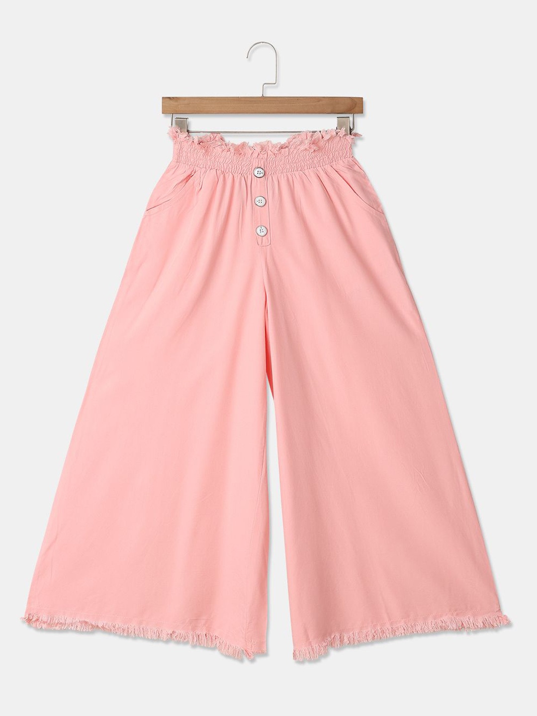 

V-Mart Girls Regular Fit Slip-On Mid-Rise Culottes Trousers, Pink
