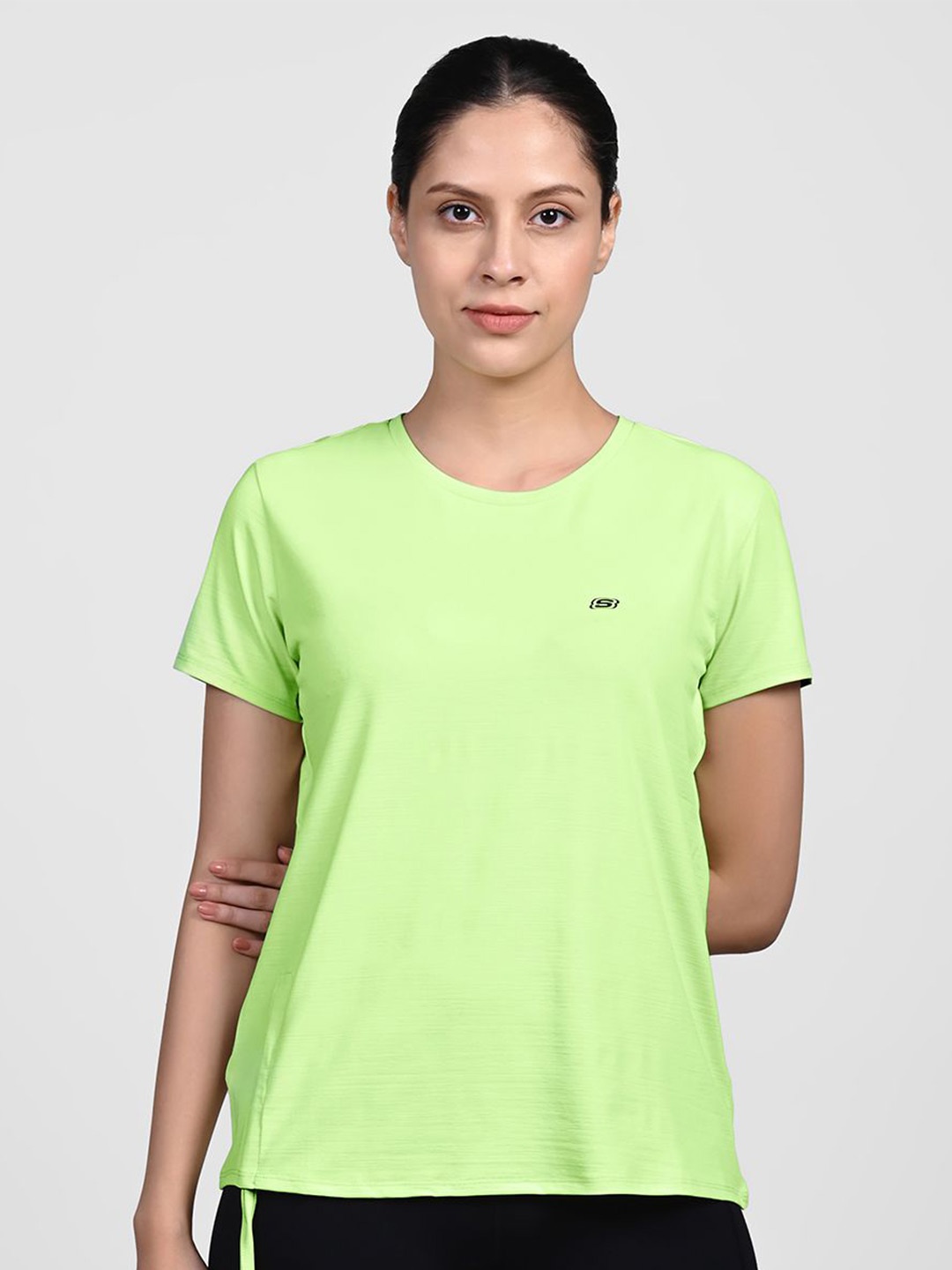 

Skechers Women Solid Round Neck T-shirt, Lime green