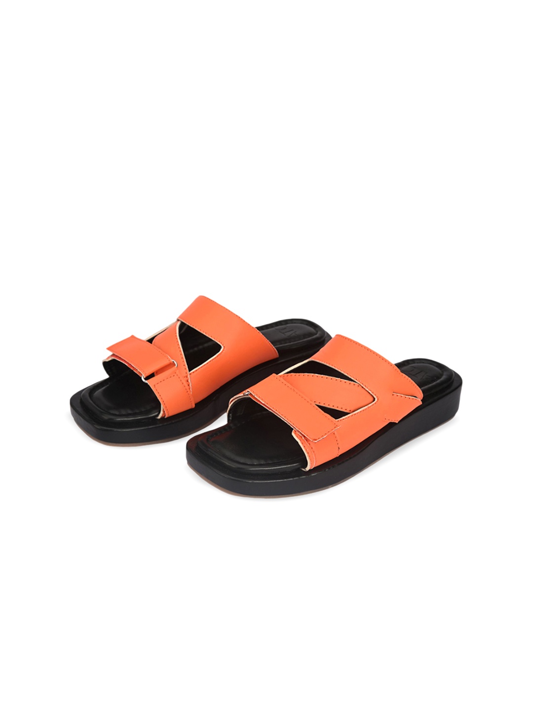 

ALL TABS OPEN Women Colourblocked PU Platform Sandals, Orange