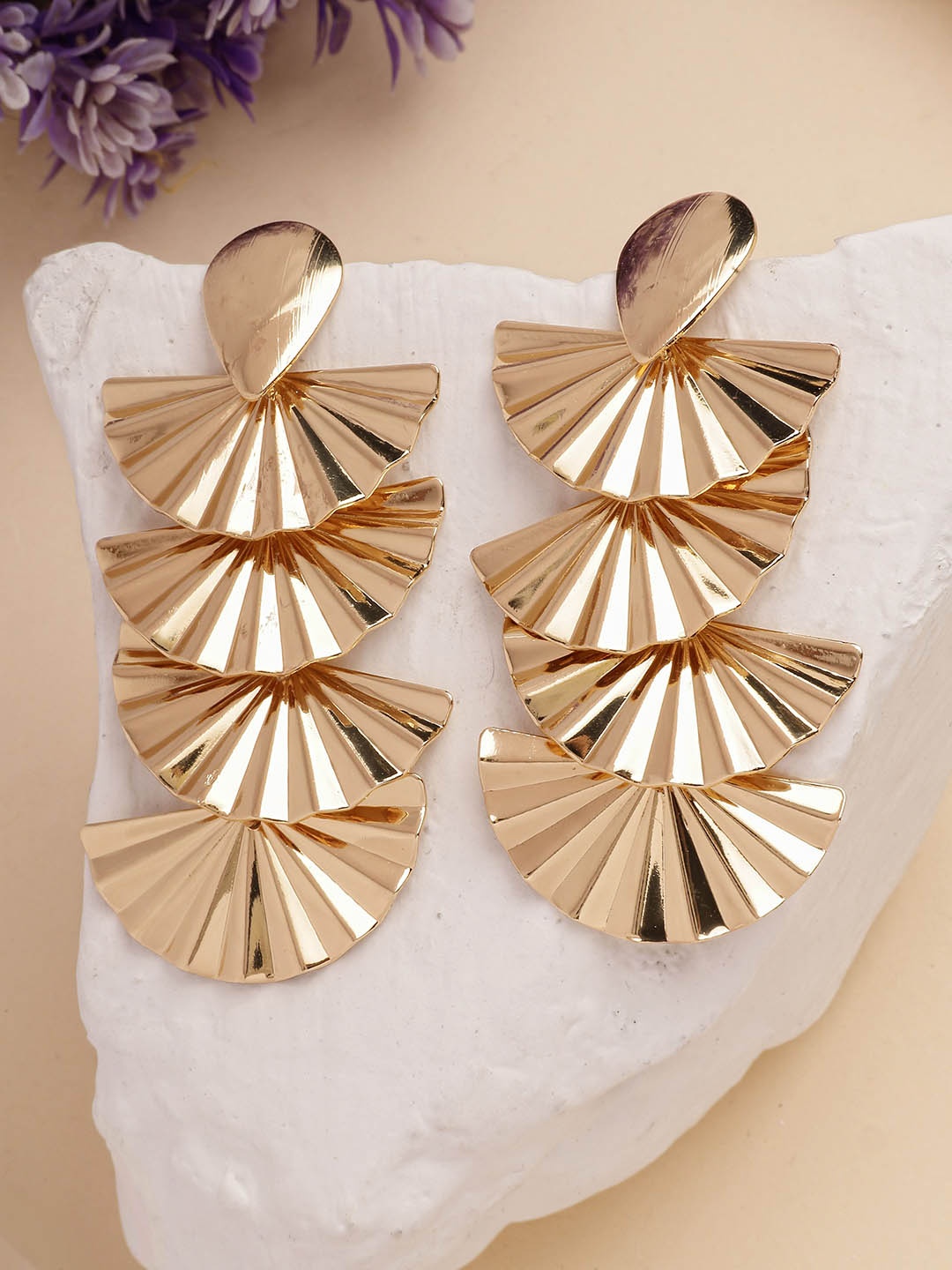 

Bohey by KARATCART Gold-Plated Contemporary Drop Earrings