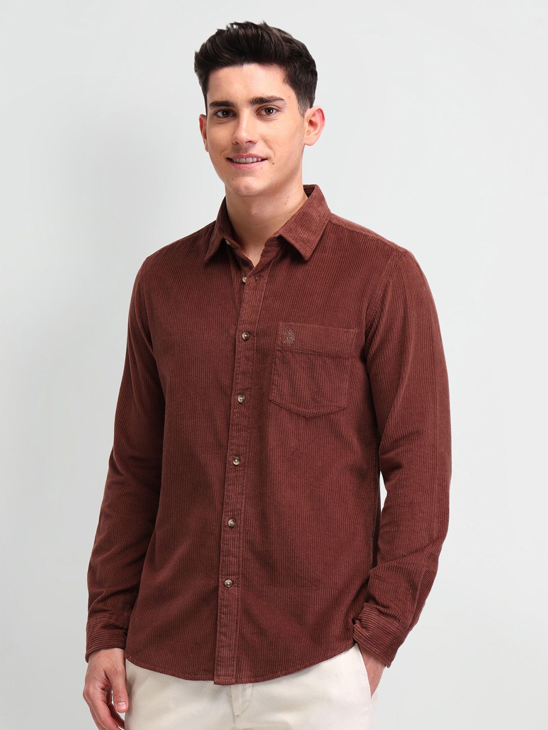 

U.S. Polo Assn. Denim Co. Men Manhattan Slim Fit Opaque Casual Shirt, Rust