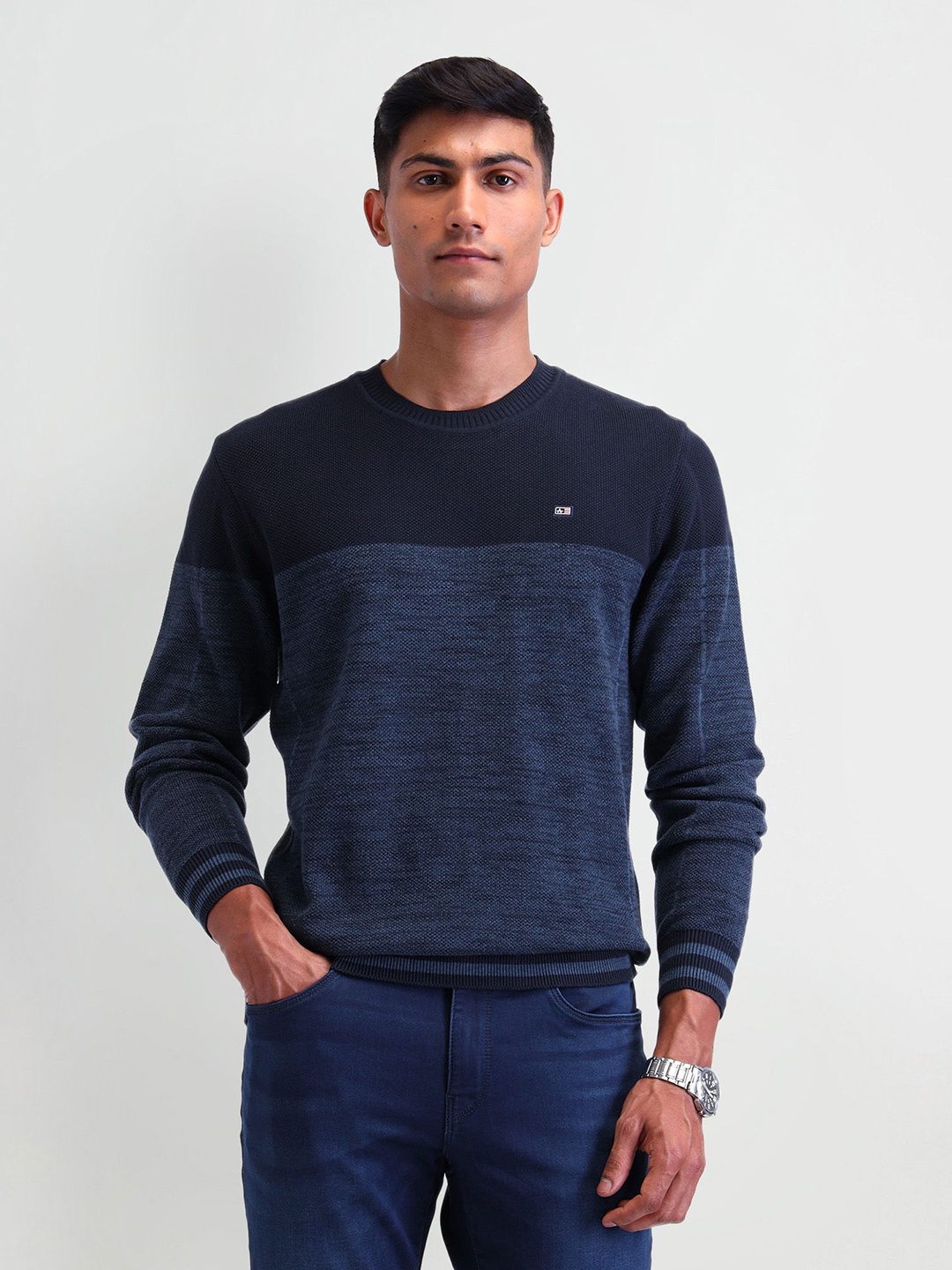 

Arrow Sport Men Cotton Long Sleeves Pullover, Navy blue