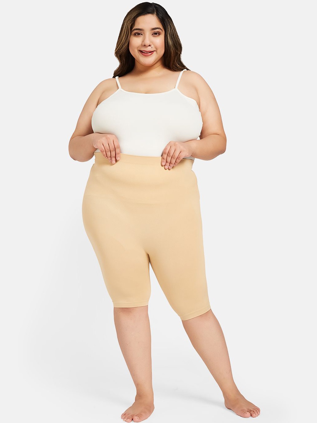 

Curves by Zero Kaata Women Plus Size Seamless High Waist Tummy & Thigh Shapewear, Nude