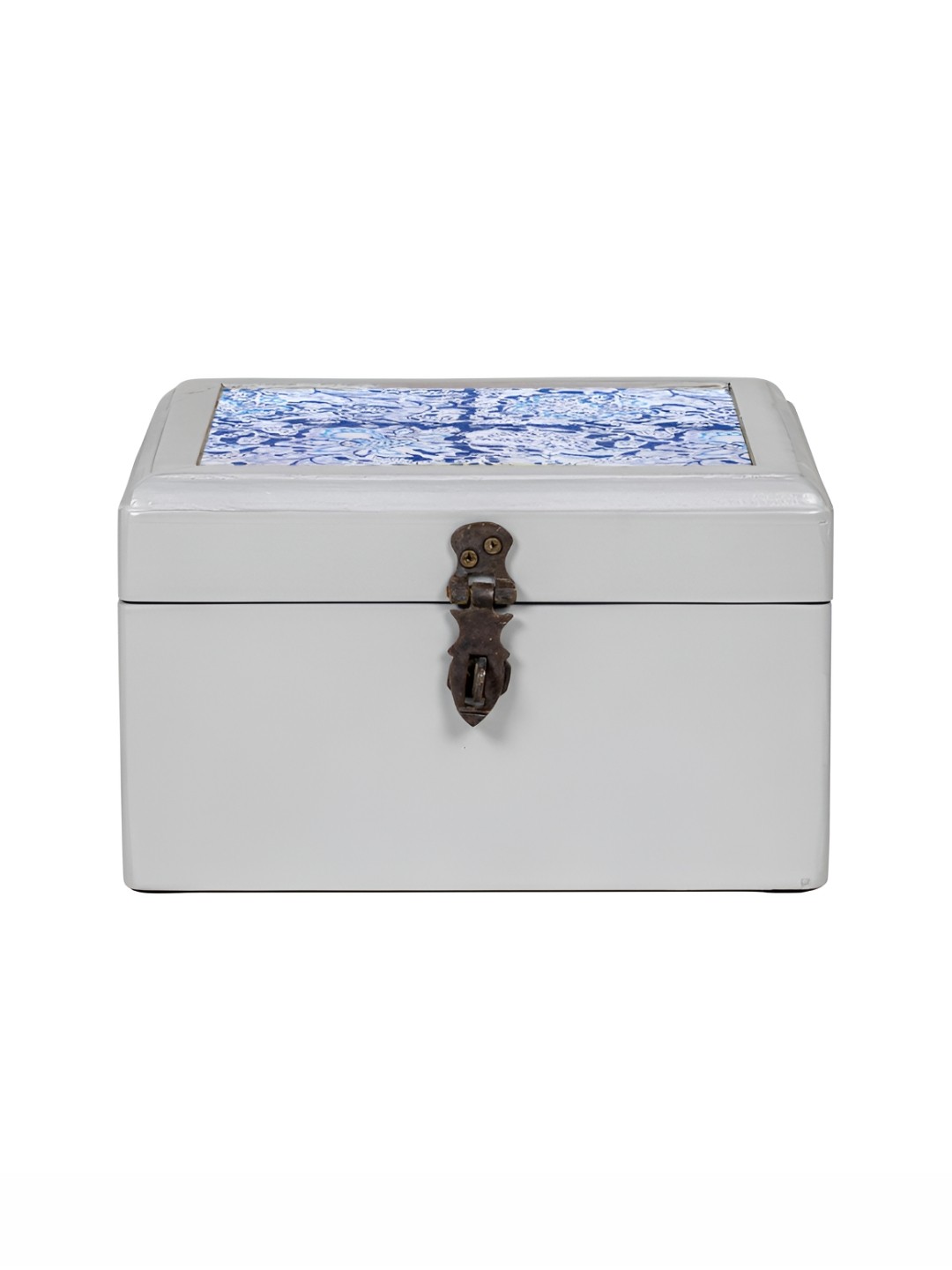 

Contrast Living Blue and White Floral Printed Wooden Regular Jewellery Organiser