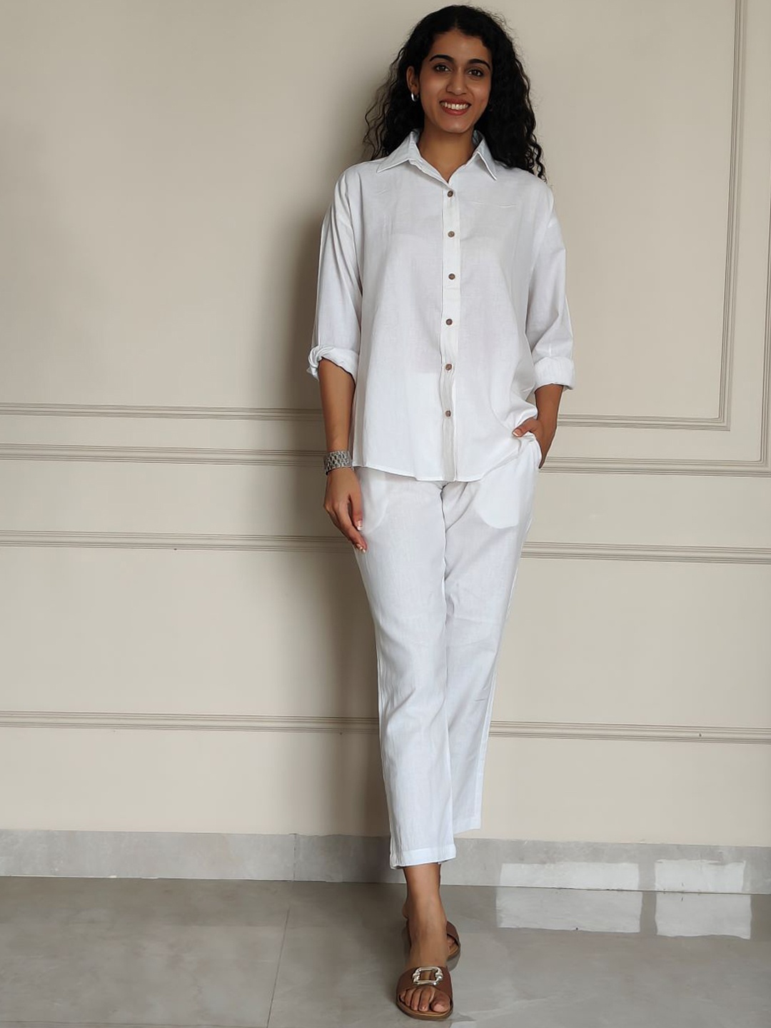 

The Quince Life Pure Cotton Oversized Shirt With Trouser, White