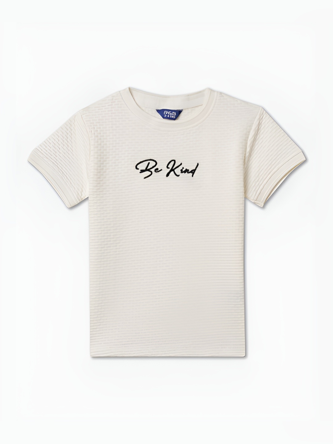 

R&B Girls Typography Printed Round Neck Cotton Relaxed Fit T-shirt, White