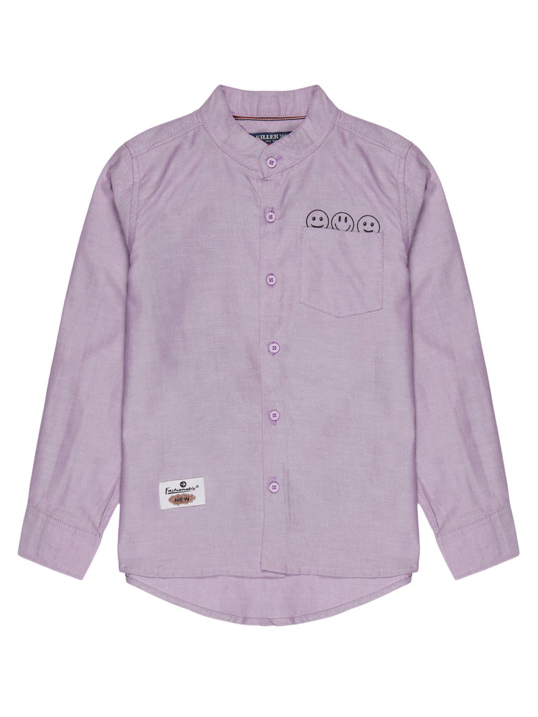 

Killer Boys Premium Band Collar Graphic Printed Cotton Casual Shirt, Lavender