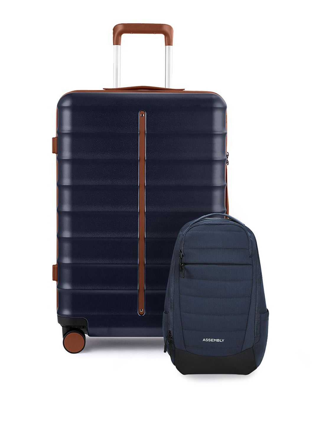 

Assembly Textured Hard-Sided Large Trolley Bag With Laptop Backpack, Blue