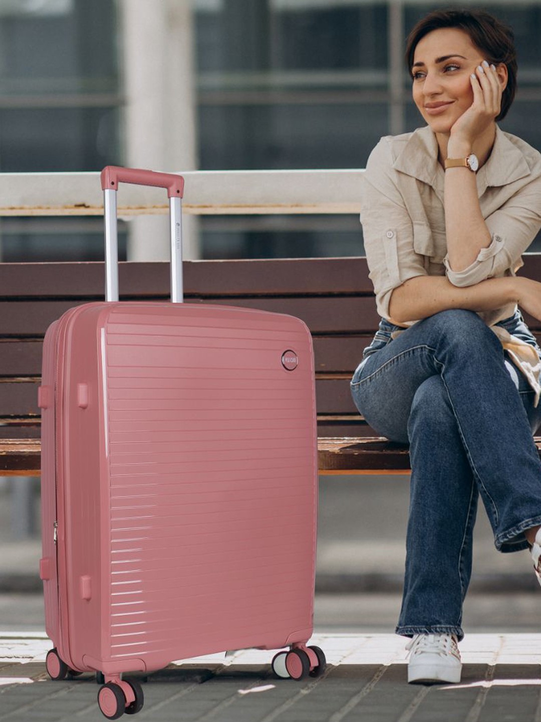 

Polo Class Set Of 2 Textured Hard-Sided Trolley Bag, Pink