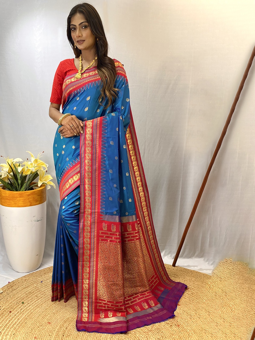 

STAVA CREATION Woven Design Zari Banarasi Saree, Blue