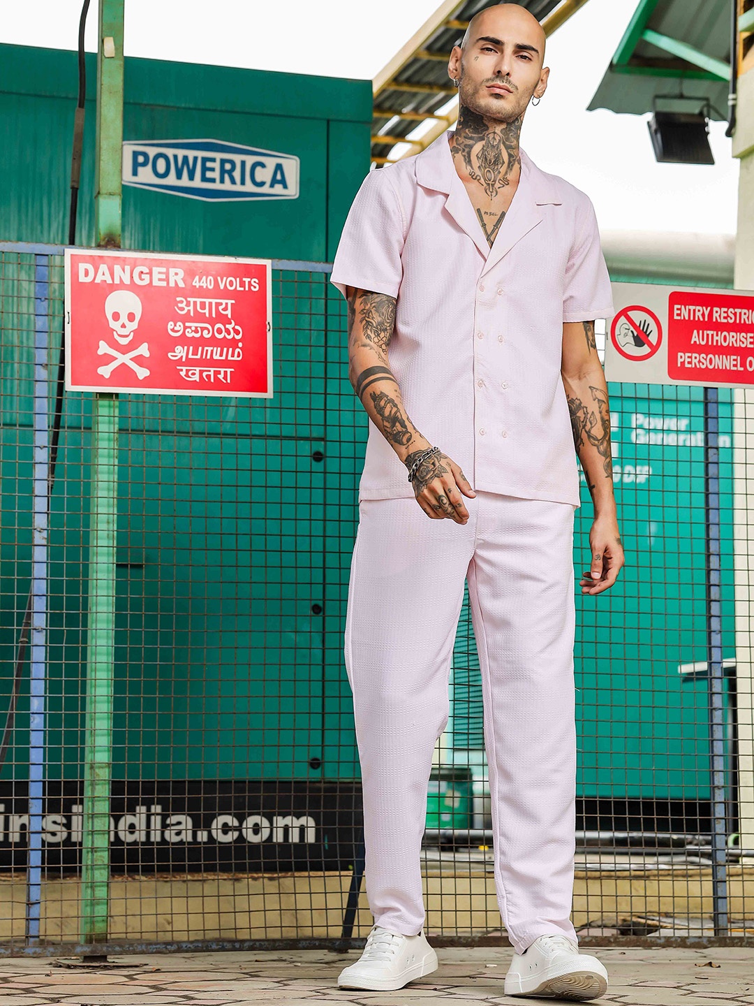 

House of Koala Textured Shirt With Trouser Co-Ords, Pink