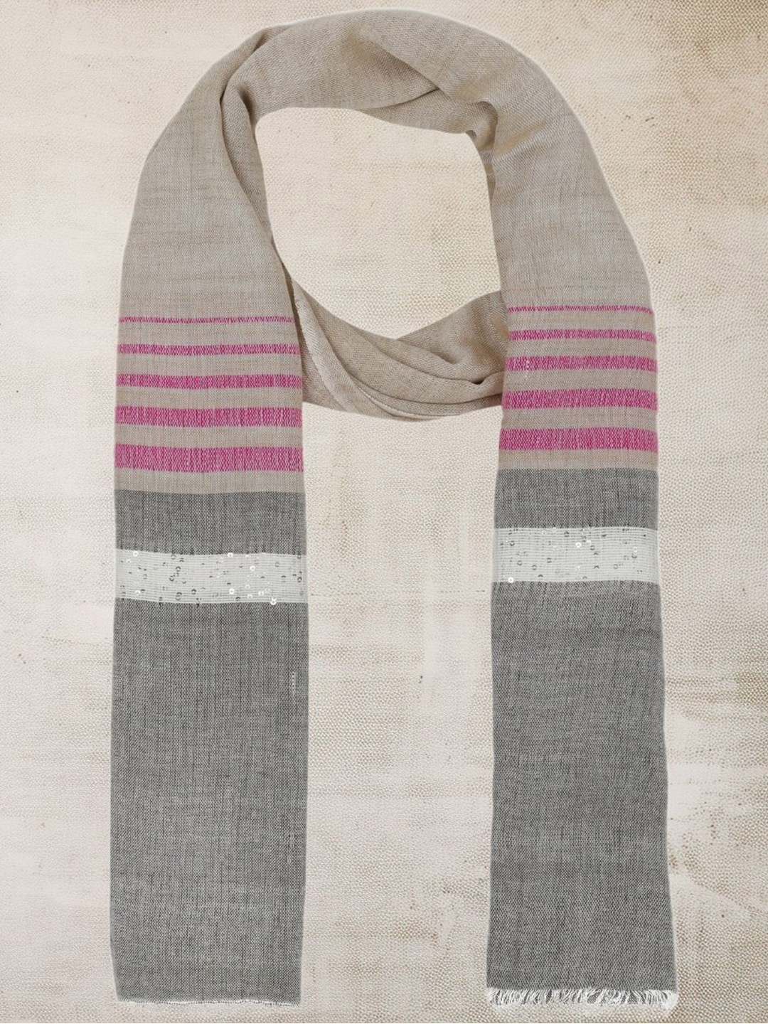 

Dupatta Bazaar Women Striped Stole, Beige