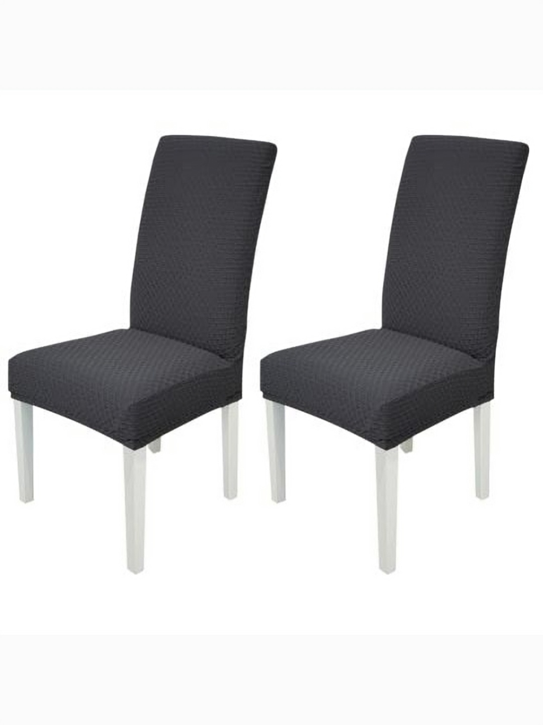 

HOUSE OF QUIRK Charcoal 2 Pieces Textured Jacquard Removable & Washable Chair Covers