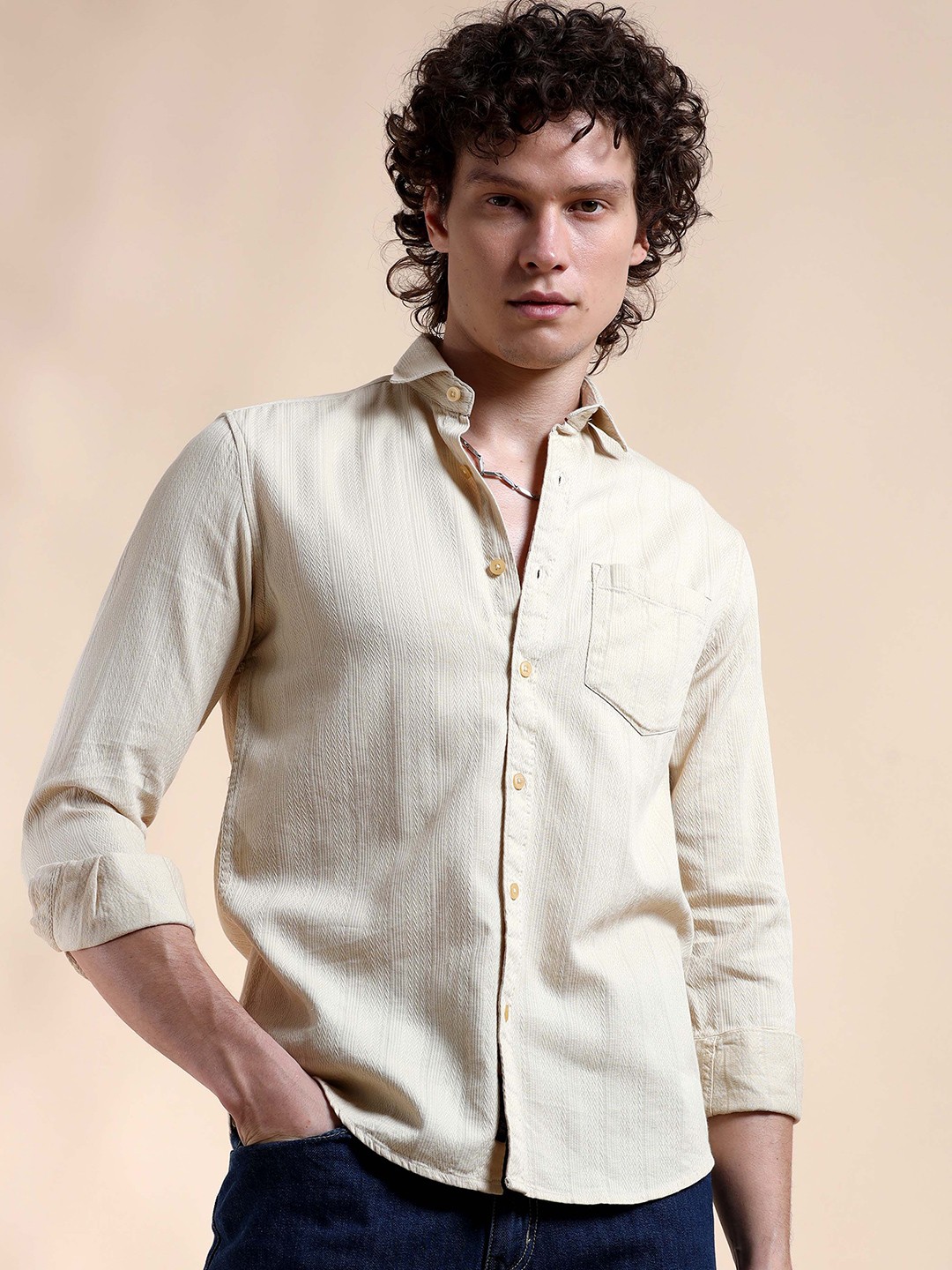 

HOUSE OF MAHNOTS Men Classic Opaque Casual Shirt, Olive