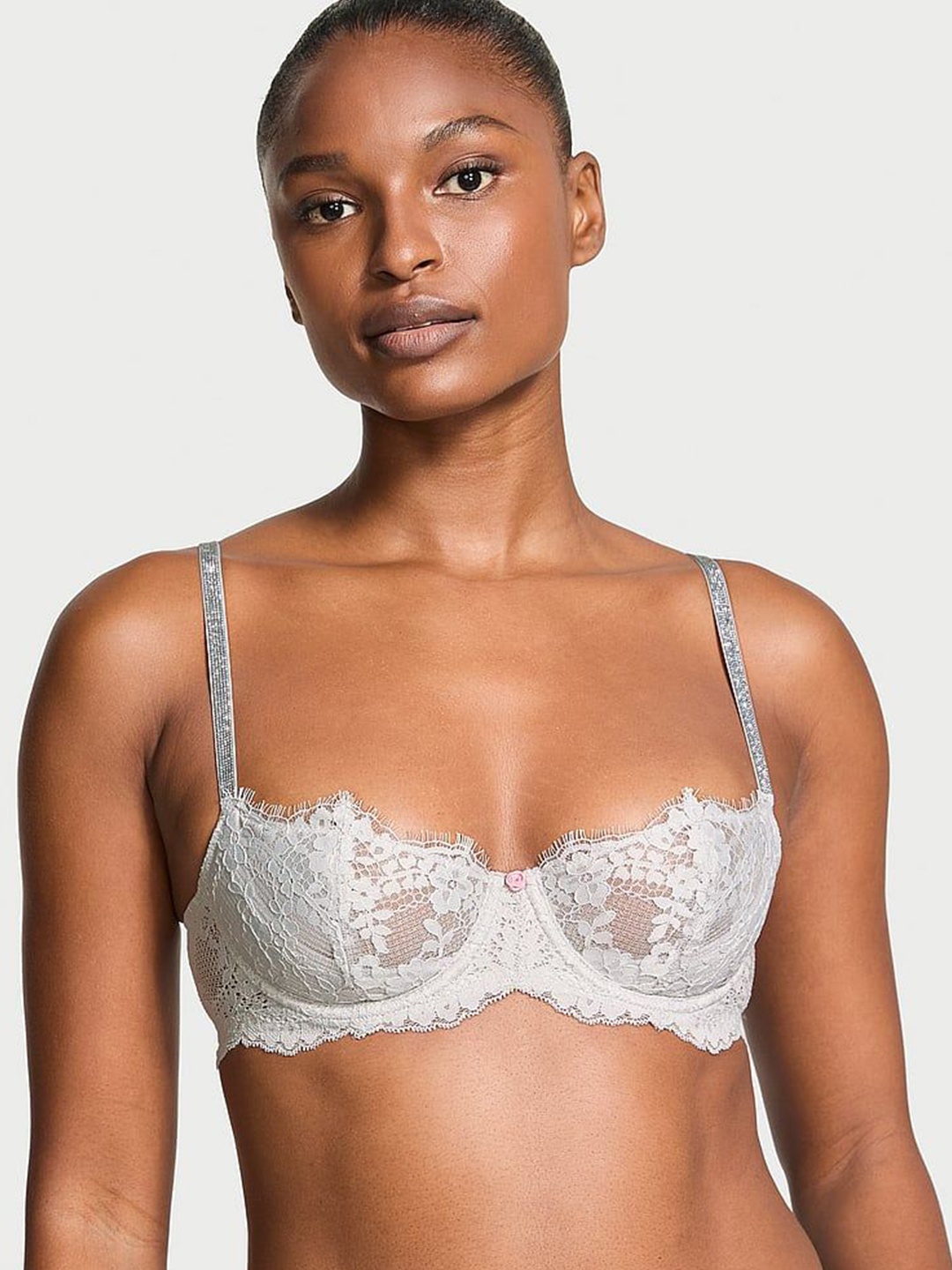 

Victoria's Secret Women Floral Half Coverage Underwired Bra, Grey
