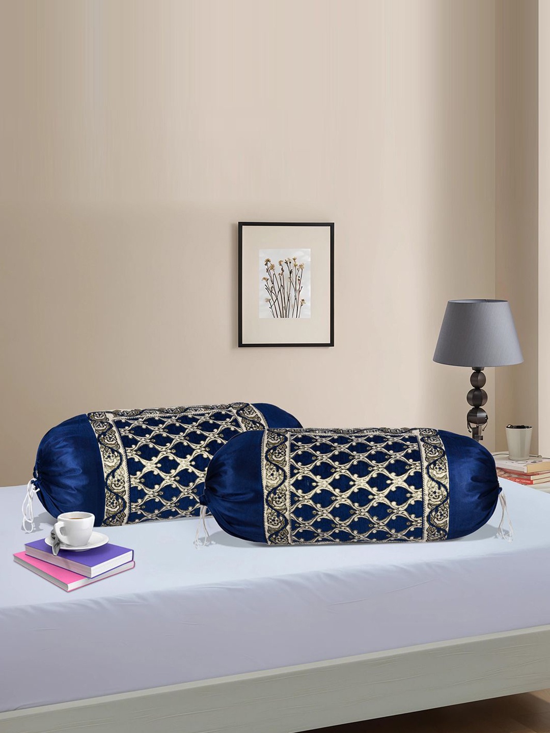 

Kuber Industries Blue 2 Pieces Ethnic Motifs Woven Design Skin-Friendly Bolster Covers