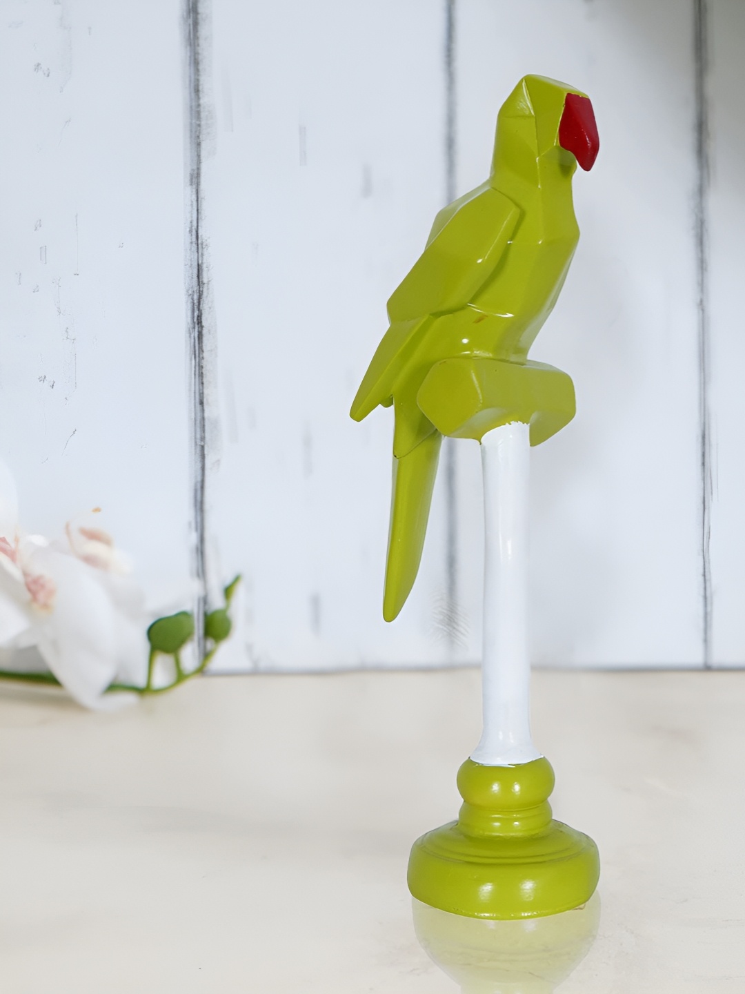 

Zart Green & Red Parrot Sitting on Branch Showpiece