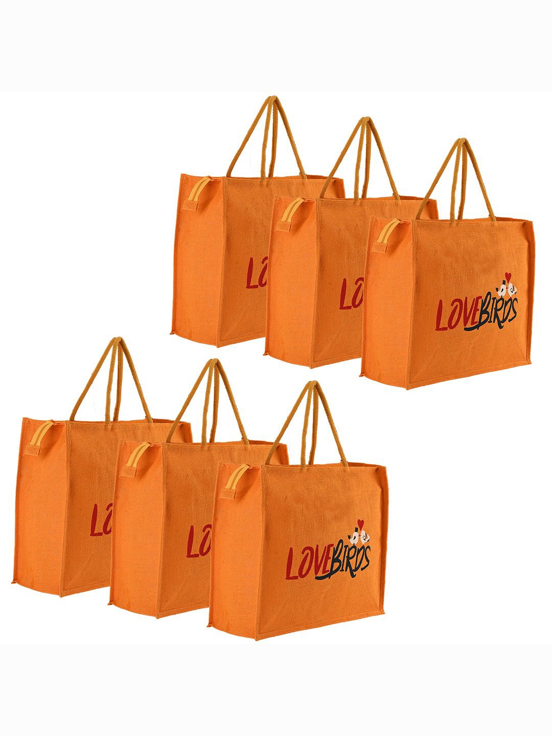 

Kuber Industries Unisex Pack Of 6 Typography Printed Shopper Handheld Bags, Orange